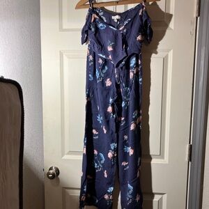 Ivy & Main Navy Blue Floral Jumpsuit